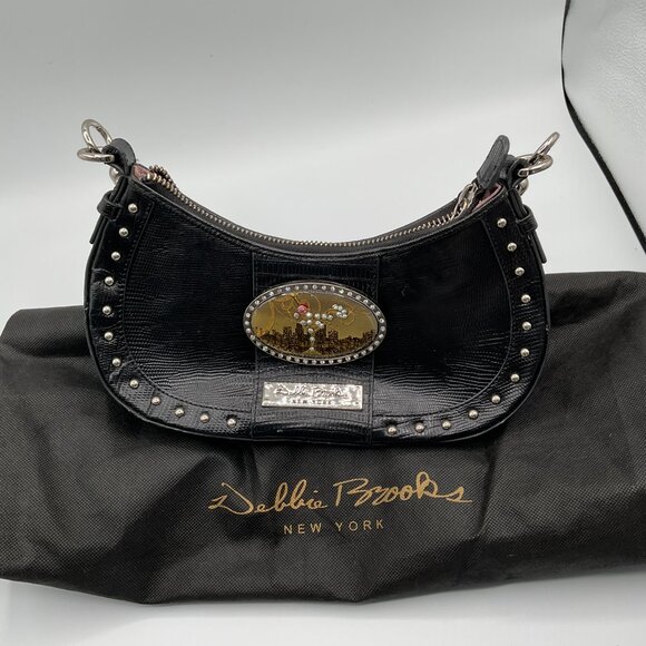 Debbie Brooks NY Curved Shoulder Leather Handbag Shoulderbag With Martini - Picture 1 of 13
